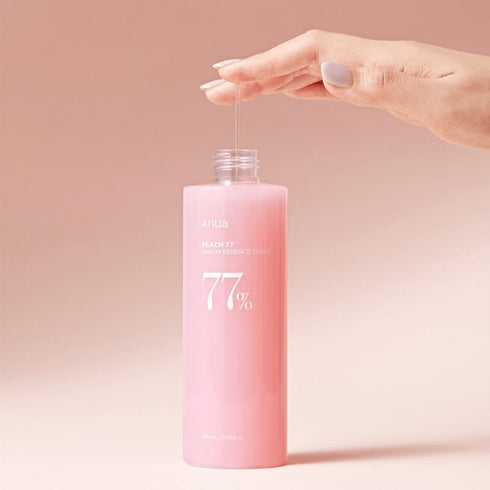 Tonerul Anua Peach 77 Niacin Essence hidratează și reduce aspectul porilor dilatați, lăsând tenul neted și luminos. Recomandat pentru piele mixtă și sensibilă.